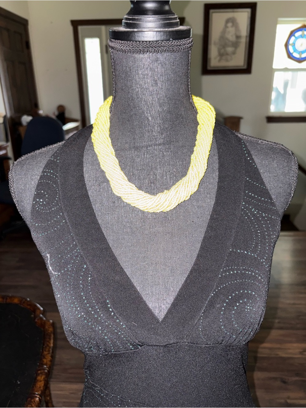 Yellow Twisted Bead Necklace - Women's Jewelry 10 inches
